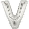 Letter V Silver Foil Balloon 100cm Online now