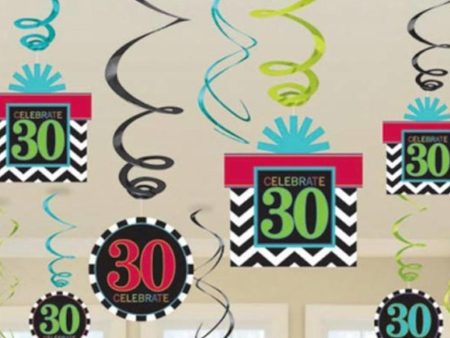 30th Birthday Swirl Decoration 12pcs Cheap