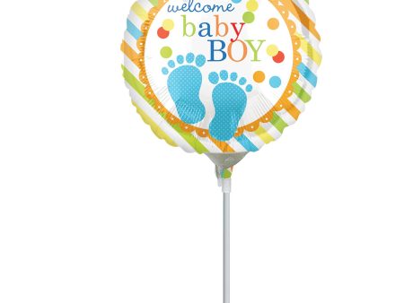 Baby Feet Boy Foil Balloon 4in on Sale