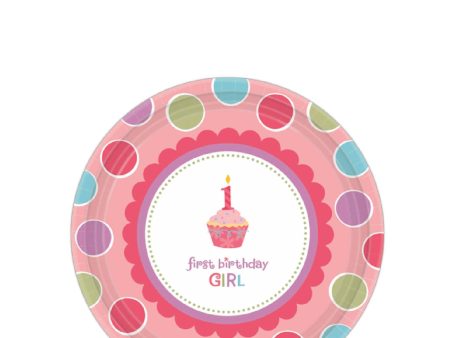 Sweet Little Cupcake Girl Paper Plates 7in, 8pcs Hot on Sale