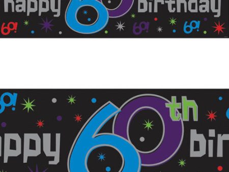 The Party Continues 60th Giant Metallic Sign Banner Cheap